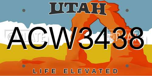 ACW3438 Utah License Plate