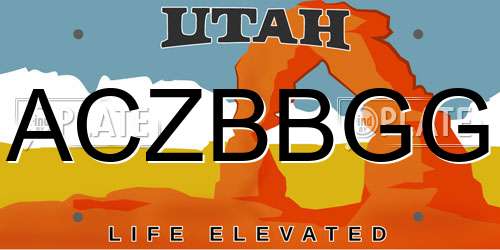 ACZBBGG Utah License Plate