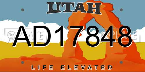 AD17848 Utah License Plate