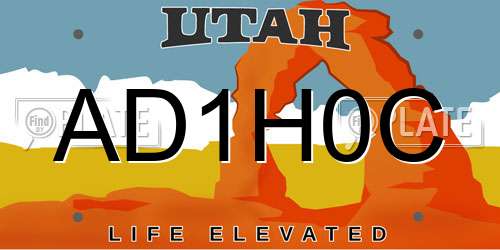 AD1H0C Utah License Plate