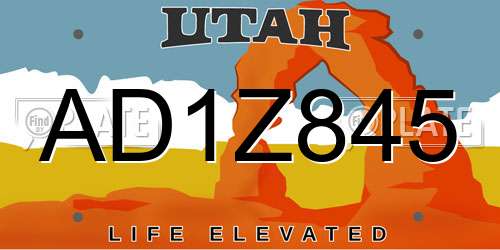 AD1Z845 Utah License Plate