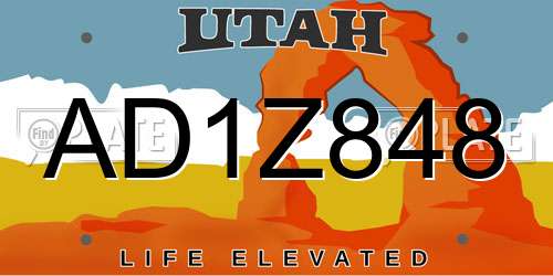 AD1Z848 Utah License Plate