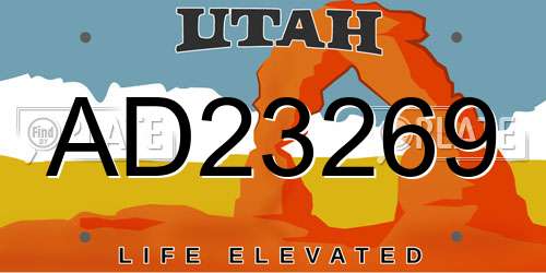 AD23269 Utah License Plate