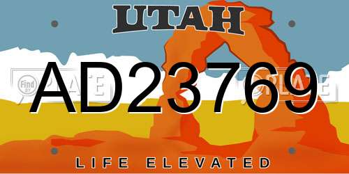 AD23769 Utah License Plate