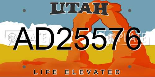 AD25576 Utah License Plate