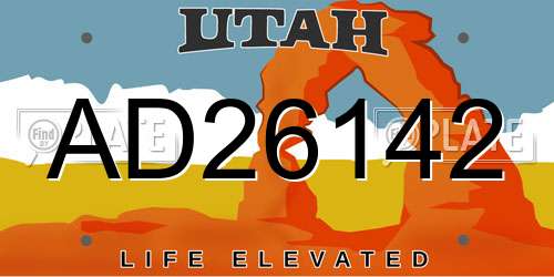AD26142 Utah License Plate