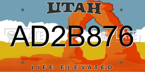 AD2B876 Utah License Plate