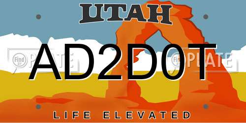 AD2D0T Utah License Plate