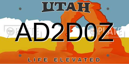 AD2D0Z Utah License Plate