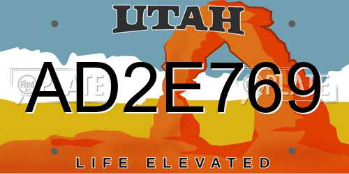 AD2E769 Utah License Plate