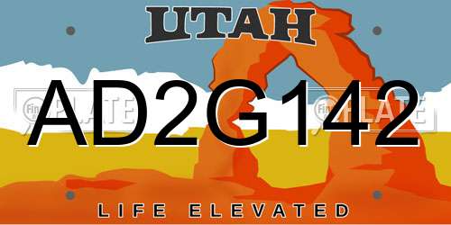 AD2G142 Utah License Plate