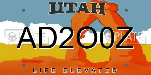 AD2O0Z Utah License Plate