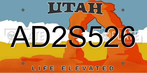 AD2S526 Utah License Plate
