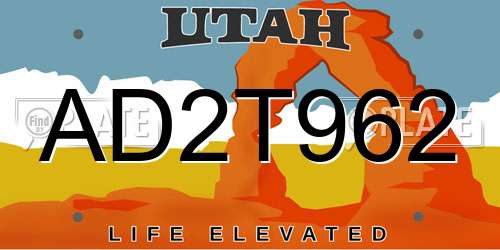 AD2T962 Utah License Plate
