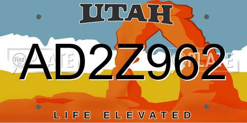 AD2Z962 Utah License Plate