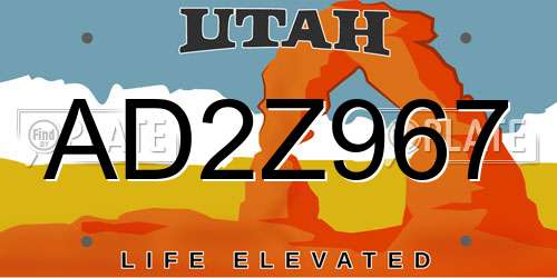 AD2Z967 Utah License Plate
