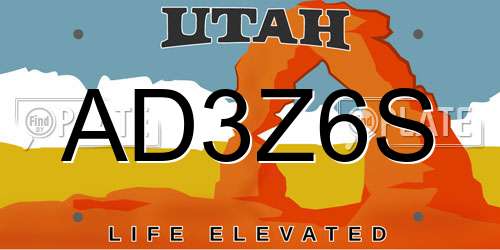 AD3Z6S Utah License Plate