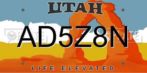 AD5Z8N Utah License Plate