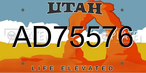 AD75576 Utah License Plate