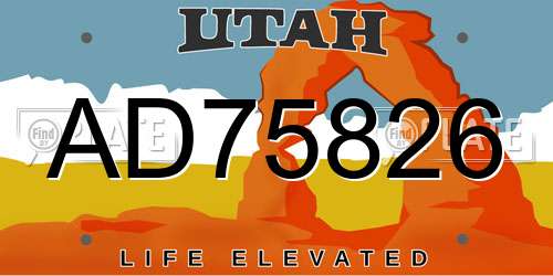 AD75826 Utah License Plate