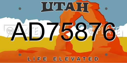 AD75876 Utah License Plate