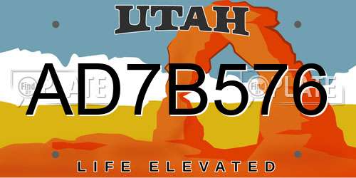 AD7B576 Utah License Plate