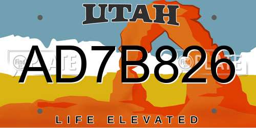 AD7B826 Utah License Plate