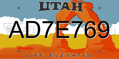 AD7E769 Utah License Plate