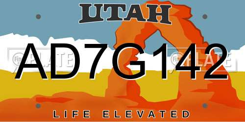 AD7G142 Utah License Plate