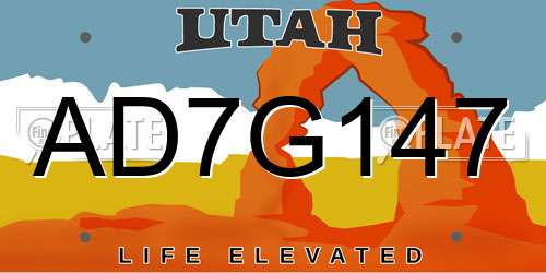 AD7G147 Utah License Plate
