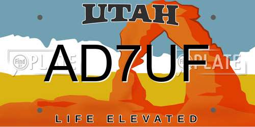 AD7UF Utah License Plate