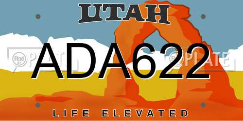ADA622 Utah License Plate