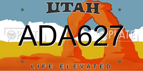 ADA627 Utah License Plate