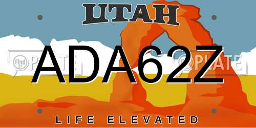 ADA62Z Utah License Plate