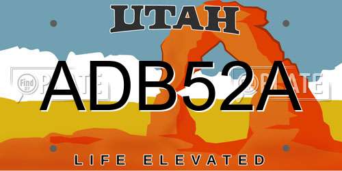 ADB52A Utah License Plate
