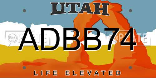 ADBB74 Utah License Plate