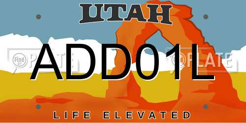 ADD01L Utah License Plate