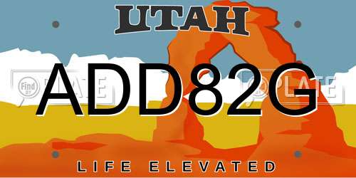 ADD82G Utah License Plate
