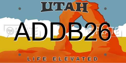 ADDB26 Utah License Plate