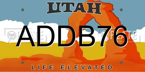 ADDB76 Utah License Plate