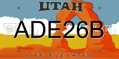 ADE26B Utah License Plate