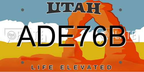 ADE76B Utah License Plate