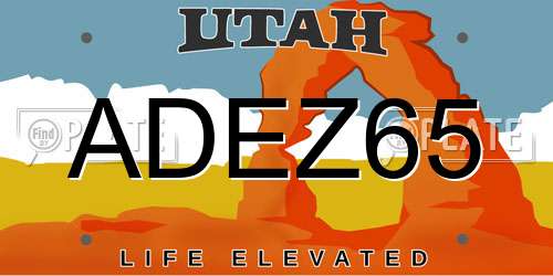 ADEZ65 Utah License Plate