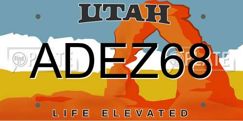 ADEZ68 Utah License Plate