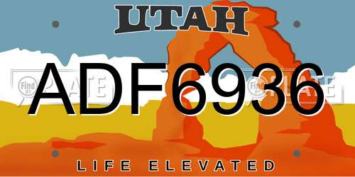 ADF6936 Utah License Plate