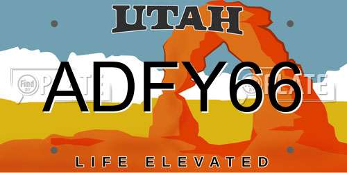 ADFY66 Utah License Plate