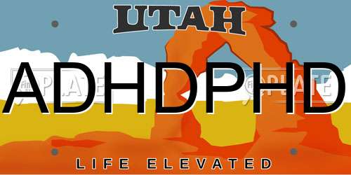 ADHDPHD Utah License Plate