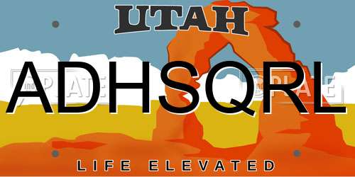 ADHSQRL Utah License Plate