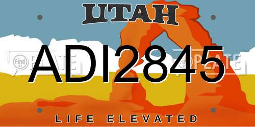 ADI2845 Utah License Plate