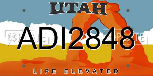 ADI2848 Utah License Plate